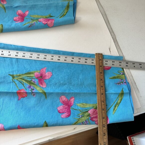 Talbots Womens Floral Capri Pants Size 14 Blue Pink Linen Blend Lightweight XL - Picture 5 of 12